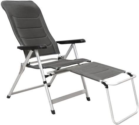 osoltus Klappsessel Camping | Hochlehner Set mit Fußablage | Aluminium Soft Touch 3D Mash-Textil anthrazit