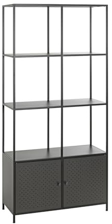 HAKU Regal, schwarz, Metall - Maße: B 80 x H 176 x T 37 cm, Style: Modern