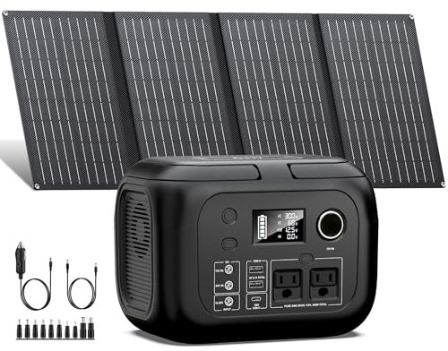 Sinkeu Centrale électrique portable 300 W avec panneau solaire de 40 W, générateur solaire 260 Wh avec panneaux, générateur solaire avec sortie AC, chargeur sans fil pour usage domestique, camping
