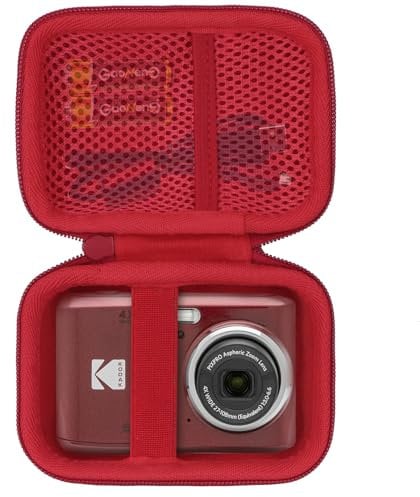 Lebakort Storage Case Compatible with Kodak PIXPRO Friendly Zoom FZ45 FZ55 16MP Digital Camera (Red Case)