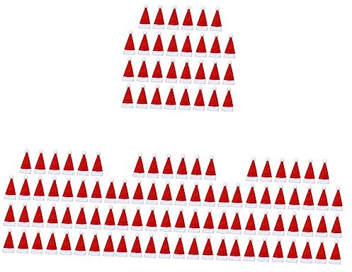 Alipis 120 Stk Mini-weihnachtsmann-mütze Weihnachten Und Gabeltasche Mini-gabeln Besteckhalter Weihnachts-utensilientasche Urlaub Bestecktasche Weihnachtsfeier Liefert -hut Rot