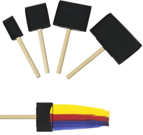 Poly Foam Brush Set – Professional Grade Foam Sponge Paint Brushes for Oil, Varnish, Glue, Crafting, and Cleaning, 4-Pack Durable Paint Applicators