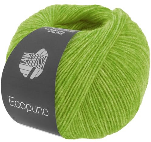 LANA GROSSA Ecopuno | Edle Netzgarnstruktur aus Baumwolle gefüllt mit Merino/Alpaka | Handstrickgarn aus 17% Schurwolle & 11% Alpaka Wolle | 50g Wolle zum Stricken & Häkeln | 215m Garn FB 215