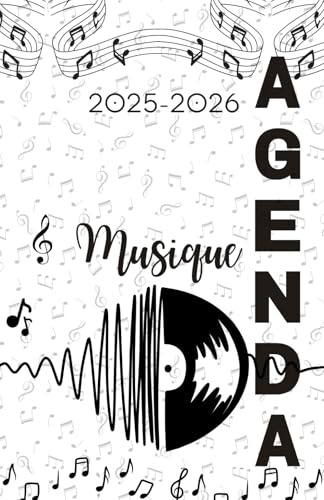 Agenda Adulte 2025-2026 - Thème Musique-Son-Vinyle (12.85x19.84 cm) 1 page pour 2 jours