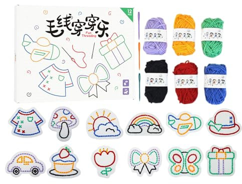 Generisch Juguetes de punto para niños, juguetes para niños | Kit de de cordones de juguete | Patrones no tejidos, actividades educativas, juegos de bordado educativo, juego de motricidad fina