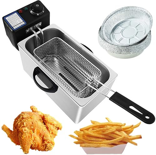 2000W Electric Deep Fryer, Deep Fat Fryer Stainless, 4L Capacity, Easy Cleaning, Temperature Control, Removable Oil Basket,With tinfoil bowl