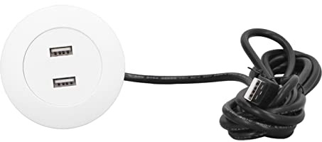 Fockety Sofa-USB-Ladebuchse, versenkte USB-Steckdosenleiste mit Netzteil und Zwei USB-Ladeanschlüssen, für Sofa, Couch, Tisch, Nachttisch, Büro, Zuhause (White)