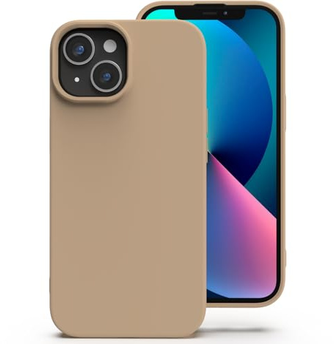 Zuvirelx Silikon Handyhülle für iPhone 13 Hülle, Weiches Griff, Dünne, Minimalistisch, Stoßfest, rutschfest, Taschenpassend - Khaki