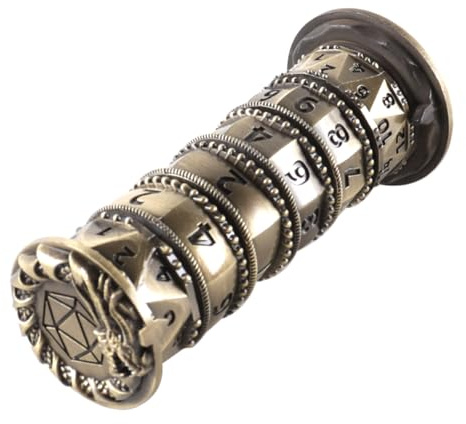 Orivin 7-in-1-Würfelturm aus Metall, rotierende polyedrische Würfel, antike Bronze-Zinklegierung mit Box für Brettspiele