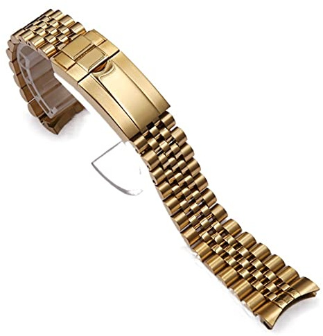 AHGDDA 20 mm massives Edelstahl-Armband für Rolex GMT Oyster Perpetual Date, Silber-Gold-Uhrenarmband mit Faltschließe(C)