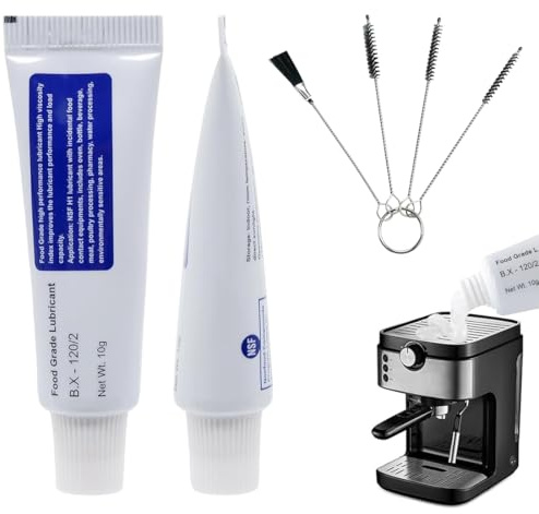 YAYNO 2 pezzi grasso siliconico per macchine da caffè automatiche grasso lubrificante per O-ring con 4 spazzole di pulizia, grasso lubrificante per macchine da caffè per rubinetti, guarnizioni