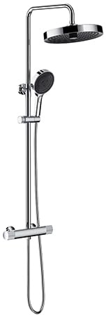 Edouard Rousseau - Colonne de Douche Thermostatique CONCAVE - Douchette 3 Jets anti-Calcaire - Tête de douche 3 Jets 25cm - Sécurité anti brûlure (Chromé)