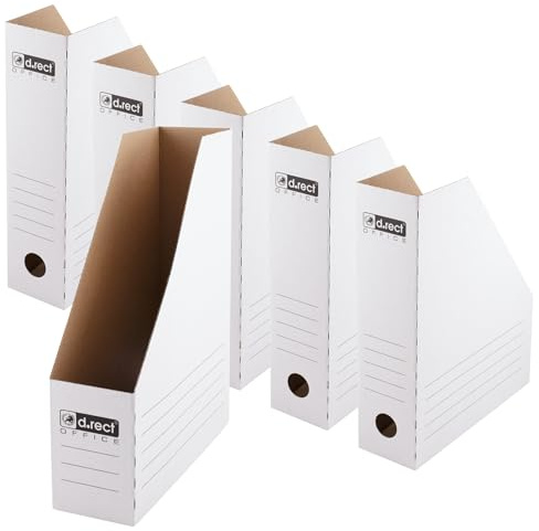 D.RECT Magazinsammler A4 Karton 80 mm – 6er Pack | Robuster, zusammenklappbarer Stehsammler für Zeitschriften, Kataloge & Dokumente | Praktischer Archiv-Ordnungshelfer