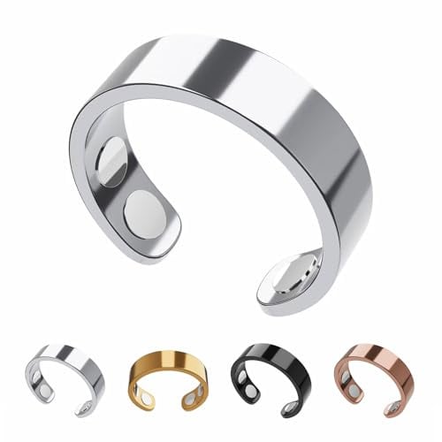 Nevolta Magnetring Vital – Akupressur Therapie Ring, Verstellbare Größe Für Männer & Frauen, Hypoallergen Edelstahl, Unterstützt Schlafqualität, Reduziert Stress & Schmerzen (Platin)
