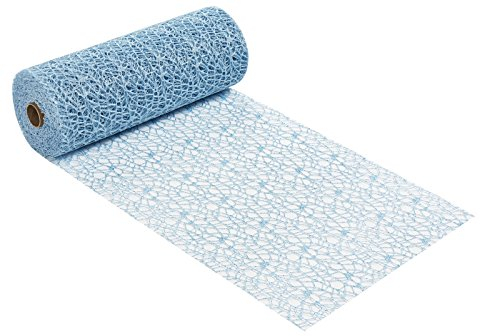 Hobbyfun Dekostoff Netz-Optik, Glimmer, 29 cm x 15 m, hellblau-blau