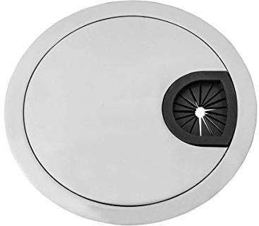 Gedotec Moderner Kabeldurchlass Schreibtisch Kabeldurchführung STYLE rund | Metall Edelstahl-Optik | Kabelführung zum Eindrücken | Kabeldose Bohr-Ø 50 mm | 1 Stück