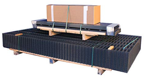 Gitter-Zaun/Metall-Zaun Komplett-Set/verzinkter Stahl/anthrazit Pulverbeschichtet (RAL 7016) Höhe: 120 cm / 25 m Länge/Draht: 6-5-6 mm/inkl. Gitterstabmatten, Pfosten und Montagematerial