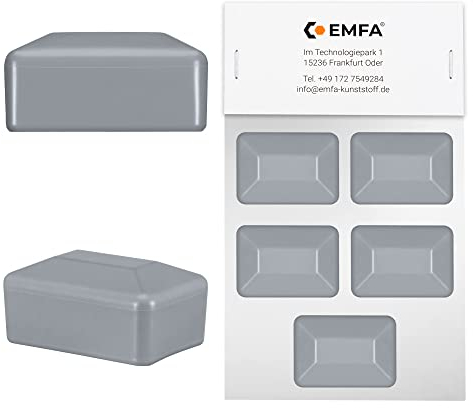 EMFA Zaunpfahlkappe rechteckig 60x80 mm Grau 5 Stück Pfostenkappen Kunststoff Pfostenkappen Abdeckkappen Zaunkappen