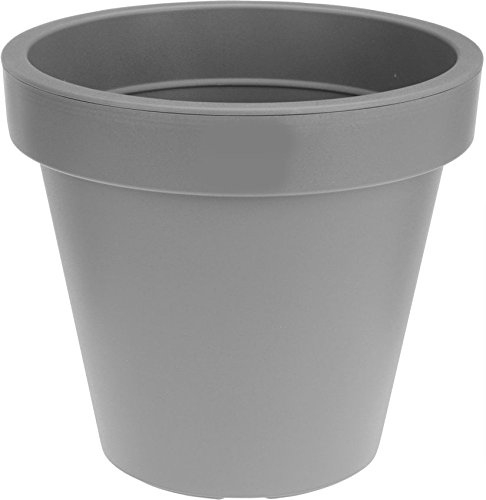 Spetebo Kunststoff Pflanzkübel M mittelgroß - 38 cm/grau - Blumenkübel rund für Außen und Innen - Garten Pflanztopf Blumentopf Pflanzgefäß Übertopf