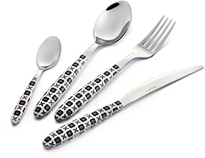 Eme Set 24pz Posate Vero Manhattan Bianco Made In Italy