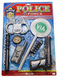 Kidz Corner- Police Force Set con Paletta e Manette, Multicolore, 437699