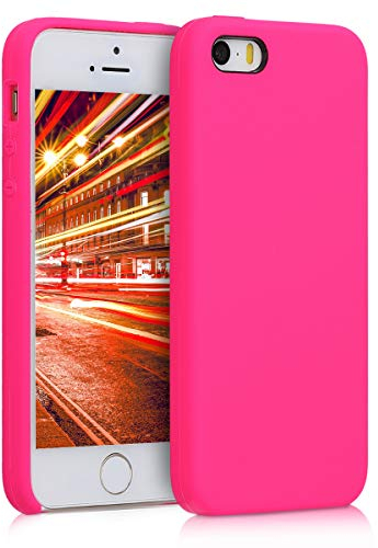 kwmobile Case Compatible with Apple iPhone SE (1.Gen 2016) / iPhone 5 / iPhone 5S Case - TPU Silicone Phone Cover with Soft Finish - Neon Pink