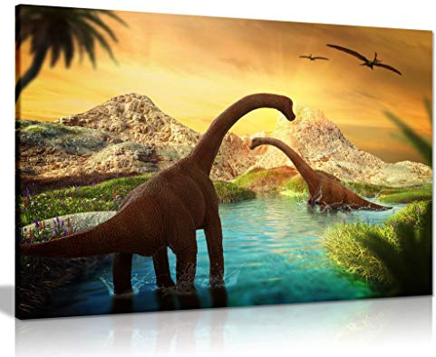 Dinosaur Landscape Canvas Wall Art Picture Print (24x16)