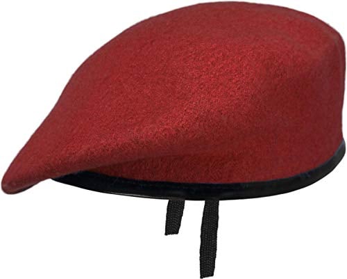 BW Barett aus Wolle und Baumwolle mit Lederschweißband Farbe Bordeaux Größe 63