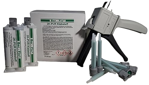 Ber-Fix Stoßstange Reparatur 2K PUR 60Sek. SCHWARZER Kunststoffkleber 2K Kleber Kunststoff-Reparatur 50g Kartusche 1:1 (3x 50g)
