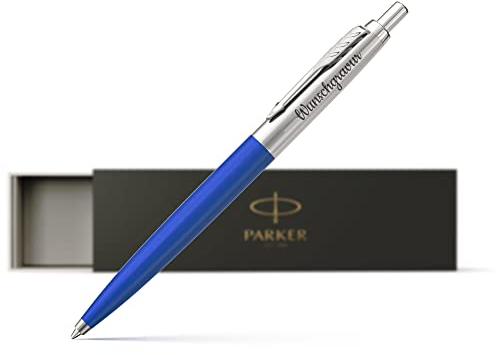 Parker Jotter Kugelschreiber mit Gravur hochwertig blauschreibend - Bachelor Geschenk - neuer Job Geschenke - Laser Gravur - Geschenkideen zu Weihnachten blau