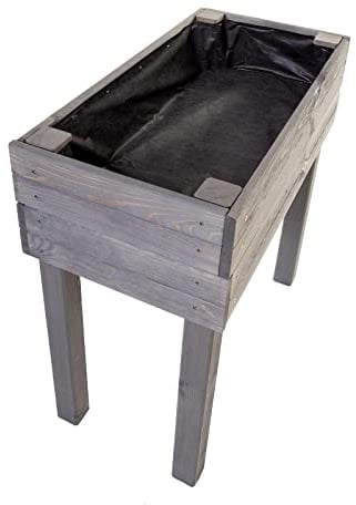 BooGardi Hochbeet Holz mit Vlies · 4 Farben · Anthrazit · Pflanzkasten rückenschonend · Blumenkasten · Kräuterbeet Gemüsebeet für Balkon Terrasse