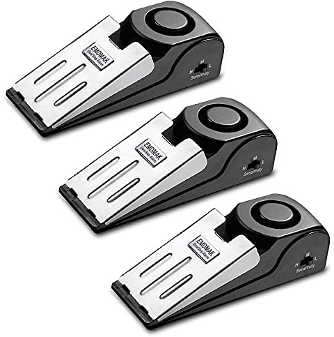 EMDMAK Door Stop Alarm with 120DB Siren Door Stop for Home & Travel (Black) (Pack of 3)