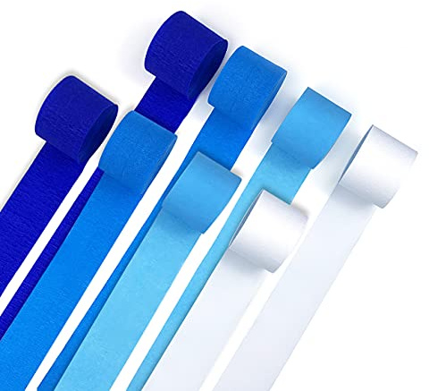Blue Crepe Paper Streamers 8 Rolls 656 ft Crepe Paper Decorations for Birthday Party, Baby Shower or Reunion (Blue Gradient)