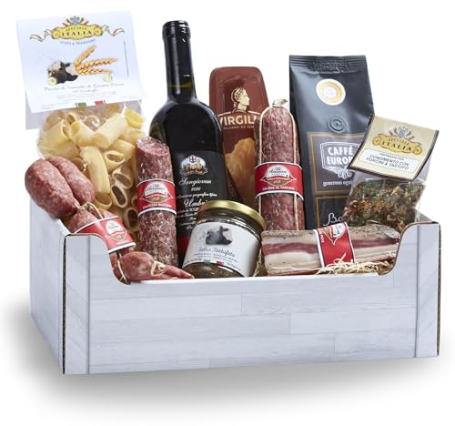 Cesti Natalizi Speciale Italia – Cesto Natalizio Gastronomico Umbria e Dintorni, Confezione Regalo Natale con Prodotti Alimentari Tipici della Regione Umbria, 10 pezzi