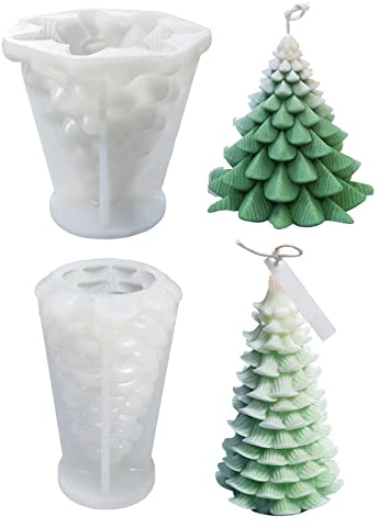 Uciy – Lot de 2 moules en silicone pour bougies en forme de sapin de Noël