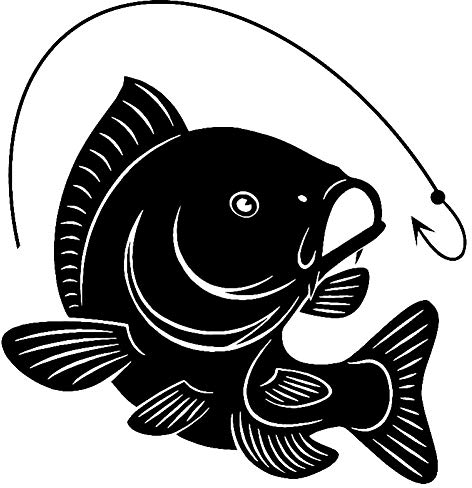 PBHYDK 2 Stücke Karpfen Angelhaken Aufkleber Autoaufkleber Vinyl Aufkleber Dekor Kunst Fisch Schwarz Autoaufkleber 14,1 cm * 14,7 cm Dekoration Aufkleber Zubehör