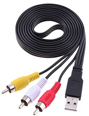 ezqnirk 1 unids 1.5m/5 pies USB macho A a 3 RCA AV AV A/V Adaptador de cable USB a RCA Audio Video Converter cable cable adecuado para HDTV HD TV