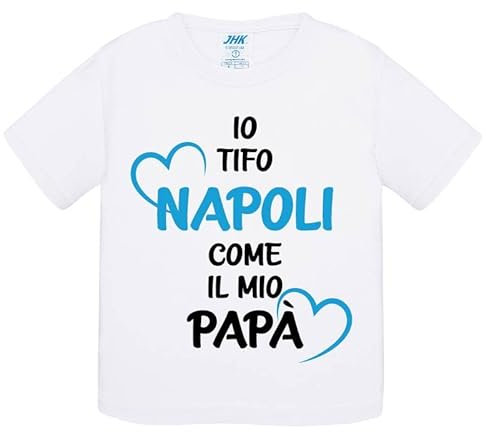 T-shirt bambino Io tifo Napoli come il mio papà Manica Corta (5/6 anni)