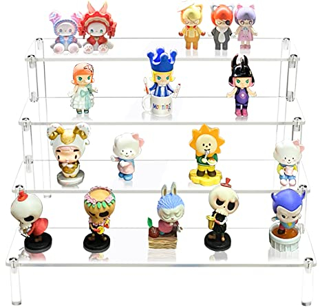 Windfromort Alzate di Display Acrilico Espositore a Scala Trasparente 4 Strati Espositore Gioielli Alzate di Display per Torte Trucco Profumi Oggetti da Collezione Rossetto