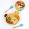 Vinsani Bamboo Panda Plate Bowl and Spoon Set for Baby Toddler Kids Children, Suction Plate, Stay-Put Non-Slip Base Design, Hypoallergenic, Food-Grade Silicone and BPA-Free Baby Feeding Set (Blue)