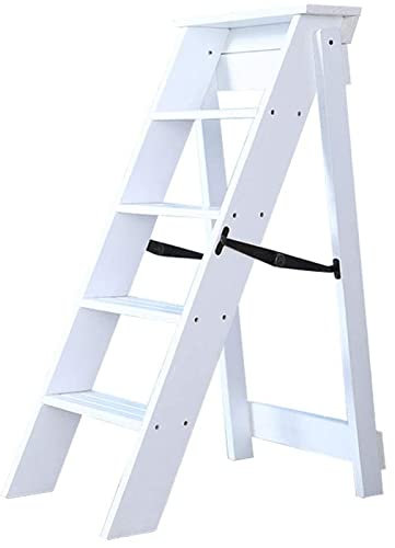 DASHADAO Escalera de Tijera de Madera, Escalera de Tijera Plegable portátil de 5 escalones, Taburete Plegable, Ahorro de Espacio, Ideal para el hogar/Cocina/Garaje