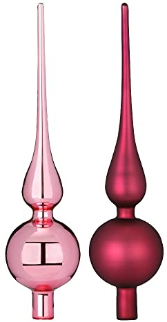 Inge-glas Christbaumspitze Glas 28cm x 1 Stück Matt oder Glanz Sortiert Weihnachtsbaumspitze Beere Berry Kiss, Silber,rot,rosa