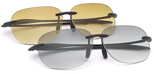 2 Pairs Rimless Bifocal Reading Sunglasses UV400 Protection Sports Outdoor Unisex Sun Readers Blue Light Blocking Glasses for Men Women Driving Safety Eyeglasses Tinted Lens Shades Anti Glare Eyewear