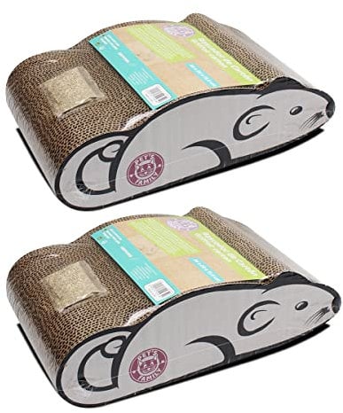 Lot de 2 grattoir à Chat en Forme Souris, griffoir Coloris Gris - Longueur 36 x Profondeur 20.2 x Hauteur 11.6 cm -JUANIO-