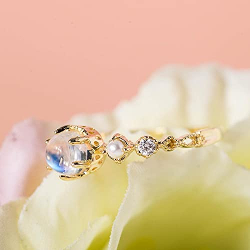 Bysonglezai Ringe Damen Ring Herren Schmuck Frauen Geschenk Temperament Weißer Zirkon Perlenring Einfacher Wilder Ring Damen Verlobungsantrag Schmuck 7