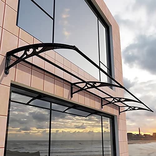 Vordach für Haustür,Transparentes Pultbogenvordach Fenster Terrassen Überdachung Pultvordach Vordach Haustürvordach,für Garage Balkon Fenster Haus (60x140cm/24x55in)
