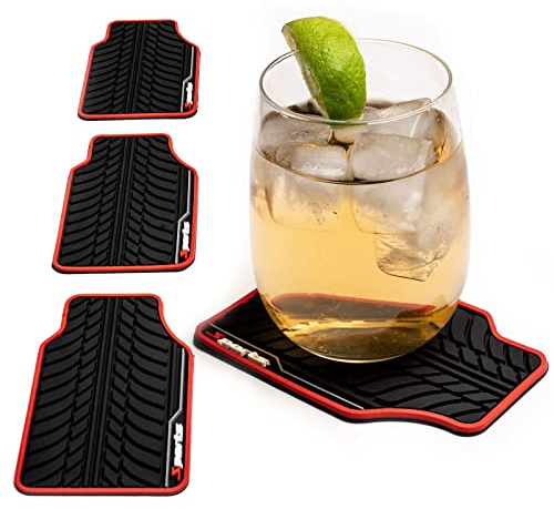 PVC Car Mat Coasters Coaster Car Gifts For Him, Women, Dad Birthday Gifts, Funny Coasters For Men, Christmas Stocking Filler For Men Set of 4