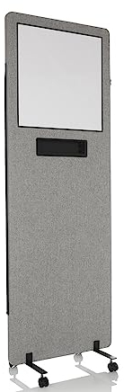 hjh OFFICE Mobile Trenndwand FLEXMIUT WB mit integriertem Whiteboard und Stiftablage, inkl. Rollen und Bodengleiter, Grau, 891012