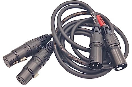 KOOKFJLLZ Male to Female 3Pin Balanced Microphone Cable, XLR Microphone Cable for Stage Monitors, Microphone, Studio harmonizers, Patch Bays, Preamps, Power Amplifier(2-Packs)