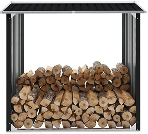 FIRBNUS Hangar en acier galvanisé 172 x 91 x 154 cm Anthracite porte bois pour extérieur, porte bois d'extérieur, jardin et bois d'extérieur, meuble extérieur